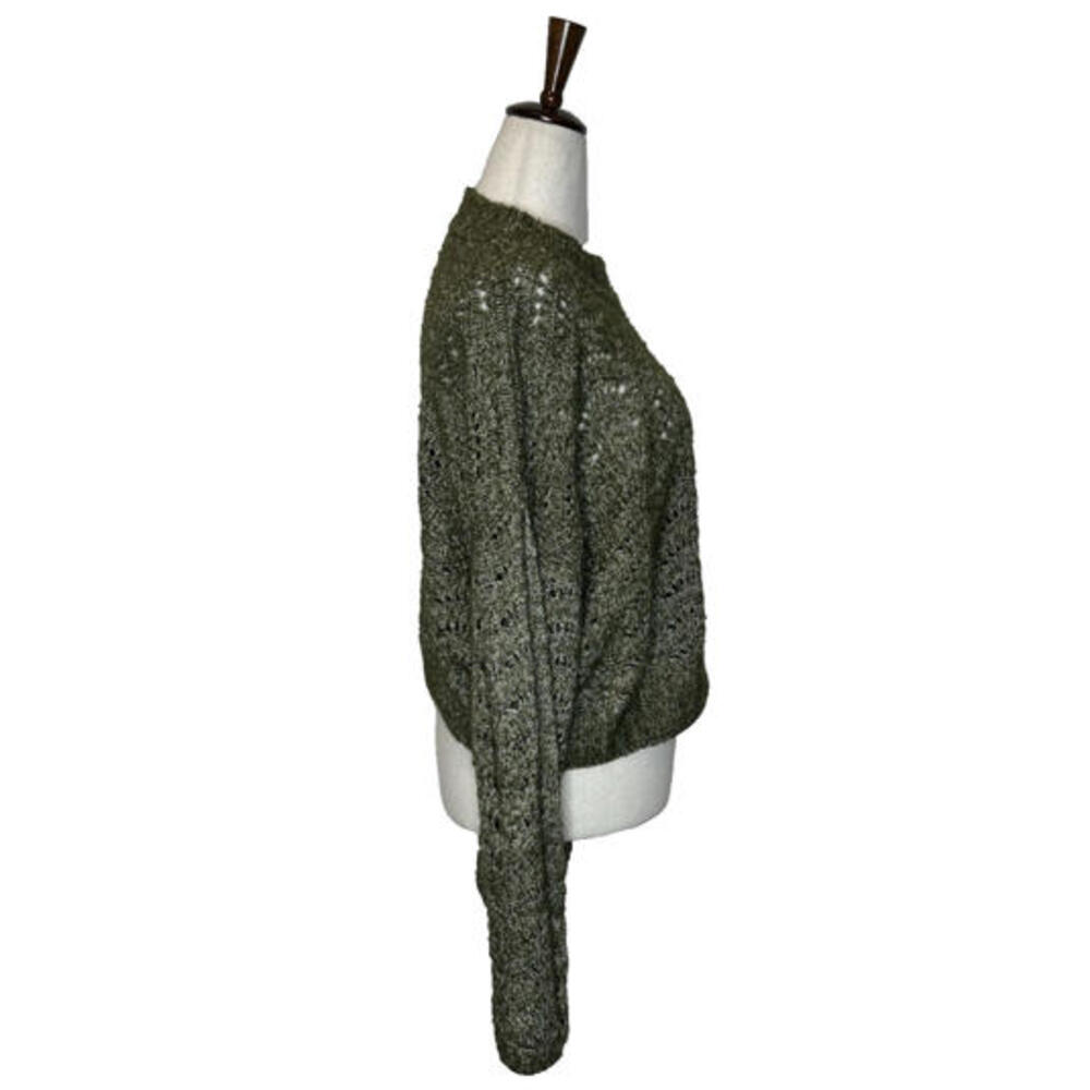 Urban Outfitters Cropped Sweater Womens L Pullover Open Knit Mock Neck Green - Picture 4 of 6